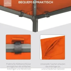 Pavillontag 2,98x2,95 m, solbeskyttelse i polyester, orange