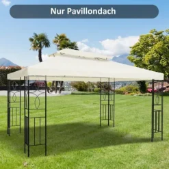 Pavillontag 4x3 m til metalpavillon, med dræningshul, polyester, cremehvid