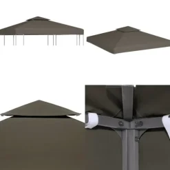 Pavillontopdække i 2 lag 3x3 m 310 g/m² gråbrun - Pavillontopdække - Pavillontopdækker - Home & Living