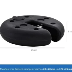 Pavillonvægt, fyldbar op til 5 kg, HDPE, sort, Ø25x6 cm