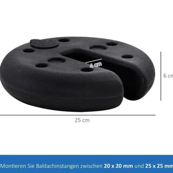 Pavillonvægt, fyldbar op til 5 kg, HDPE, sort, Ø25x6 cm