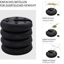 Pavillonvægt, fyldbar op til 5 kg, HDPE, sort, Ø25x6 cm