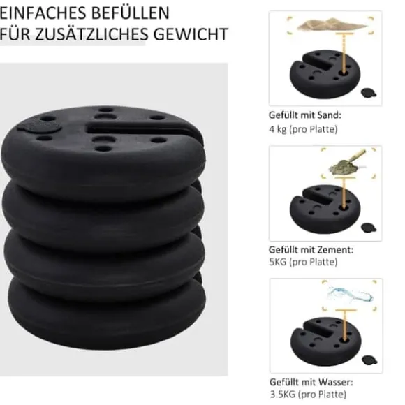 Pavillonvægt, fyldbar op til 5 kg, HDPE, sort, Ø25x6 cm