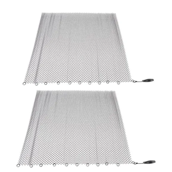 Pejs Mesh Screen Gardin 2 brede paneler Hængende erstatningsskærme til hjemmet Brændeovn Pejs Sort 24x22in