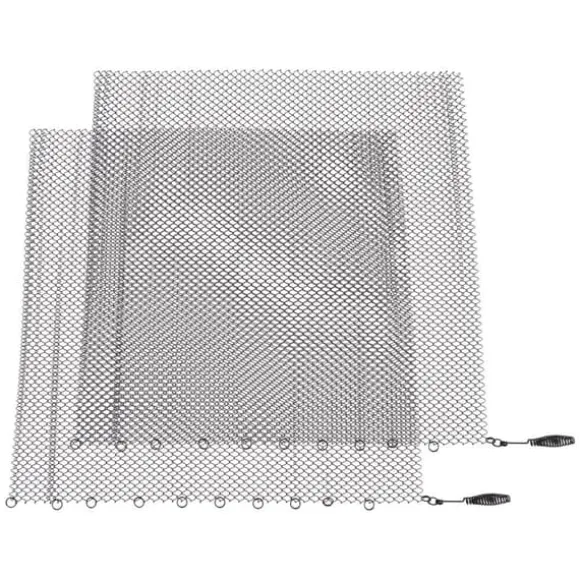 Pejs Mesh Screen Gardin 2 brede paneler Hængende erstatningsskærme til hjemmet Brændeovn Pejs Sort 24x22in