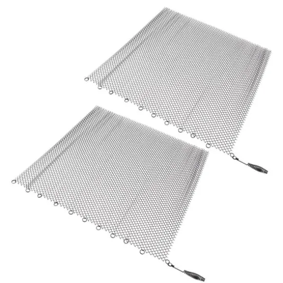 Pejs Mesh Screen Gardin 2 brede paneler Hængende erstatningsskærme til hjemmet Brændeovn Pejs Sort 24x22in