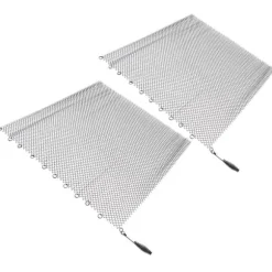 Pejs Mesh Screen Gardin 2 brede paneler Hængende erstatningsskærme til hjemmet Brændeovn Pejs Sort 24x22in