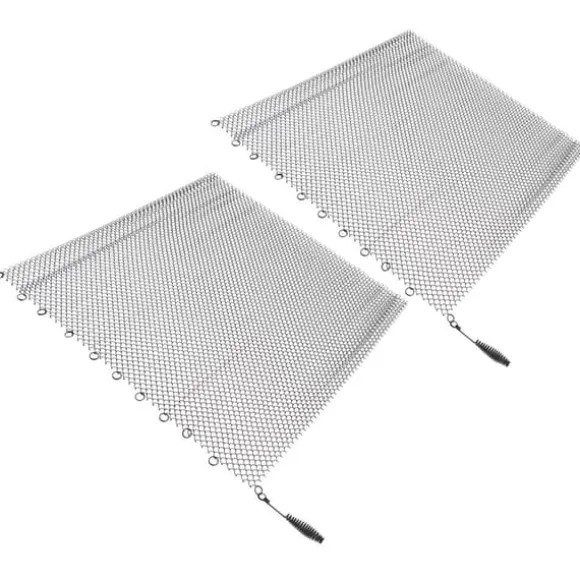 Pejs Mesh Screen Gardin 2 brede paneler Hængende erstatningsskærme til hjemmet Brændeovn Pejs Sort 24x22in