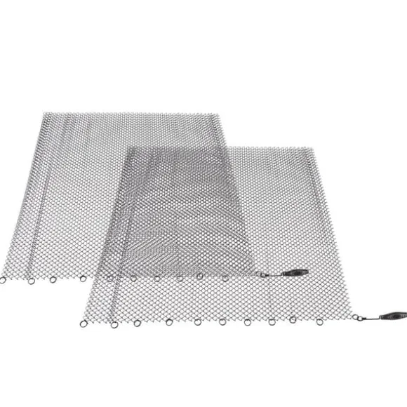 Pejs Mesh Screen Gardin 2 brede paneler Hængende erstatningsskærme til hjemmet Brændeovn Pejs Sort 24x22in