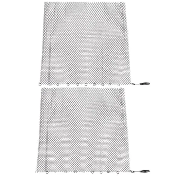Pejs Mesh Screen Gardin 2 brede paneler Hængende erstatningsskærme til hjemmet Brændeovn Pejs Sort 24x22in