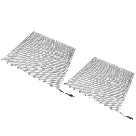 Pejs Mesh Screen Gardin 2 brede paneler Hængende erstatningsskærme til hjemmet Brændeovn Pejs Sort 24x22in