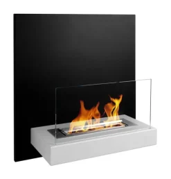 Pejse Bio-pejs BOARD vægmonteret biopejs 45 cm x 47 cm x 16,5 cm med glas kan bruges som whiteboard sort / hvid økologisk pejs