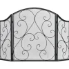 Pejsenet gnistskærm, foldbar 3-panel, vintage, metal, sort