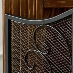 Pejsenet gnistskærm, foldbar 3-panel, vintage, metal, sort