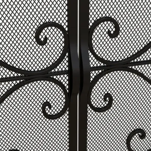 Pejseskærm, stål, 105x40x80,5 cm, sort