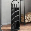 Pejsesæt 5 dele - Robust stål med dekorativt stativ | Størrelse: 23x15x66 cm