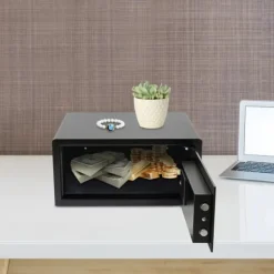 Pengeskab - Digital kode & nøgle - 30 L - Stål - USB nødstrøm - Vægmonterbar/Fritstående - Sort