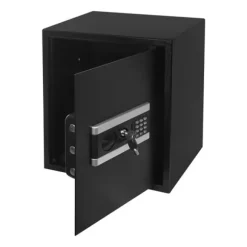 Pengeskab - Elektronisk digital kodelås - Intelligent alarm - Nødnøgler - Tredobbelt tyverisikringslås - 38×31×45 cm - CE-certificeret - Sort