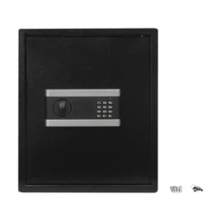 Pengeskab - Elektronisk digital kodelås - Intelligent alarm - Nødnøgler - Tredobbelt tyverisikringslås - 38×31×45 cm - CE-certificeret - Sort