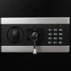 Pengeskab - Elektronisk digital kodelås - Intelligent alarm - Nødnøgler - Tredobbelt tyverisikringslås - 38×31×45 cm - CE-certificeret - Sort