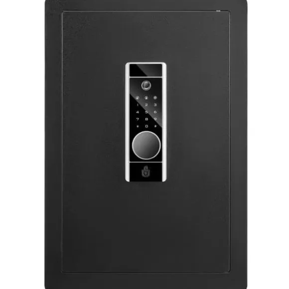 Pengeskab 2,2 kubikfod til hjemmet med fingeraftryk, digitalt tastatur og 2 nøgler. Brandsikker opbevaring!