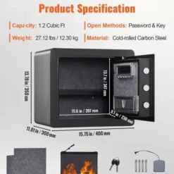Pengeskab, Stålsikkerhedsboks, 40,1x30x35,1 cm, Guld