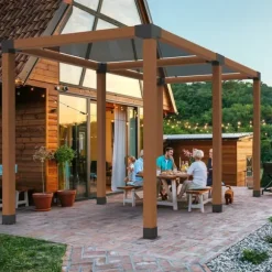 Pergola beslag sæt 152x152 mm, 2 stk. 4-vejs hjørnebeslag til DIY projekter. Nem installation til træbjælker i pergolaer og lysthuse.