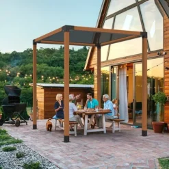 Pergola beslag sæt 101x101mm, 4 stk. 3-vejs robuste hjørnebeslag til gør-det-selv projekter, nem installation af træbjælker til udendør