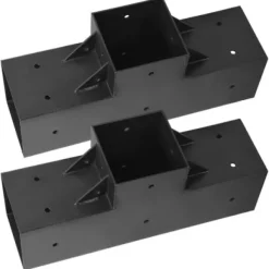 Pergola beslagssæt, T-formet 92x92 mm, sort, stål
