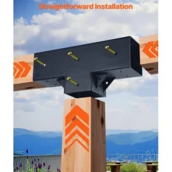 Pergola beslagssæt, T-formet 4-pak, 92x92 mm, sort, stål