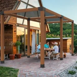 Pergola beslagssæt, 4-vejs hjørnebeslag 2 stk., 14,2x14,2 cm, sort, stål