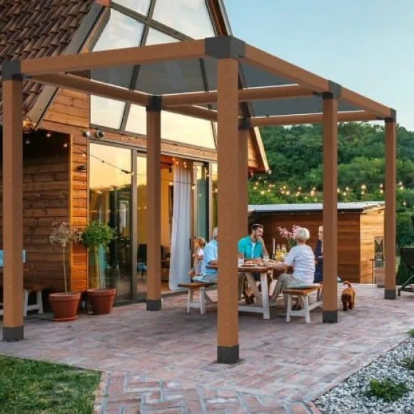 Pergola beslagssæt, 4-vejs hjørnebeslag 2 stk., 14,2x14,2 cm, sort, stål