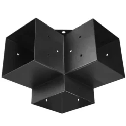 Pergola beslagssæt, 3-vejs hjørnebeslag 142x142 mm, sort, kulstofstål