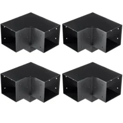Pergola beslagssæt, 3-vejs hjørnebeslag, 14,2x14,2 cm, sort, stål