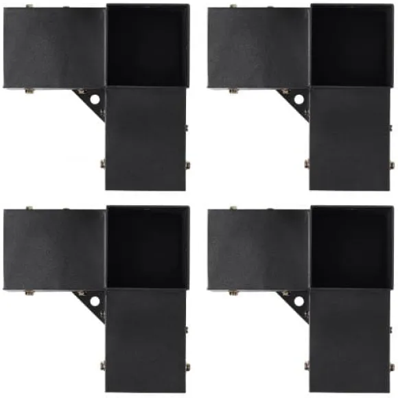 Pergola beslagssæt, 3-vejs kraftigt hjørnebeslag, 10,2x10,2x15,2 cm, sort, stål