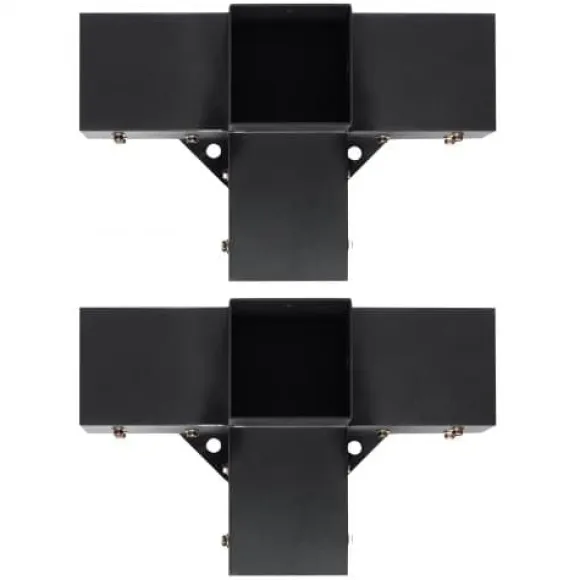 Pergola beslagssæt, 4-vejs kraftigt hjørnebeslag, 10,2x10,2 cm, sort, stål