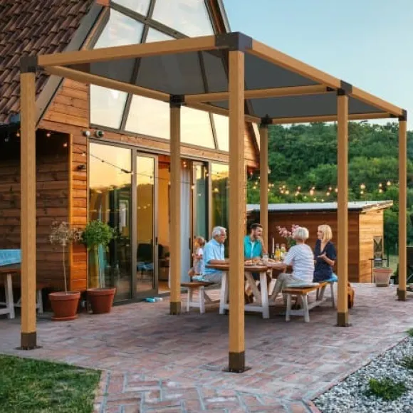 Pergola beslagssæt, 4-vejs kraftigt hjørnebeslag, 10,2x10,2 cm, sort, stål