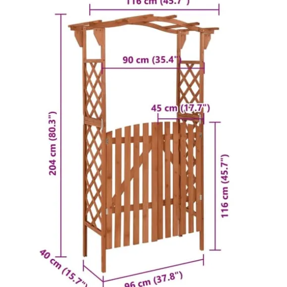 Pergola med låge - Havepergola i massivt grantræ | Størrelse: 116x40x204 cm