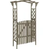 Pergola med låge i massivt grantræ - Havepergola | Farve: Grå | Størrelse: 116x40x204 cm