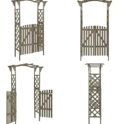 Pergola med låge 116x40x204 cm massivt grantræ grå - Pergola - Pergolaer - Home & Living