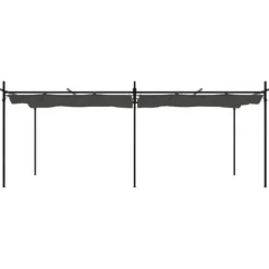 Pergola med sammenrulleligt tag - Stabil struktur | Farve: Antracitgrå | Størrelse: 589x292x230 cm