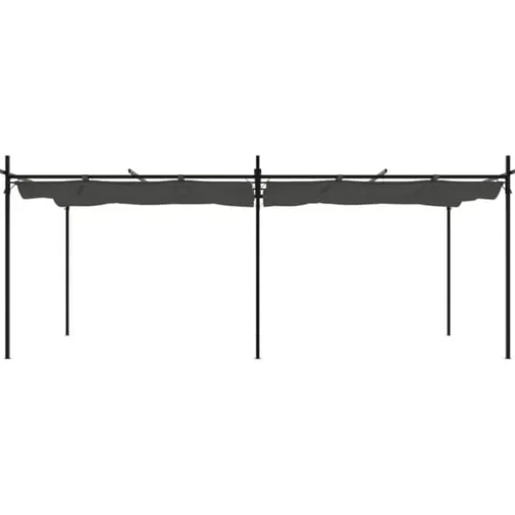 Pergola med sammenrulleligt tag - Stabil struktur | Farve: Antracitgrå | Størrelse: 589x292x230 cm