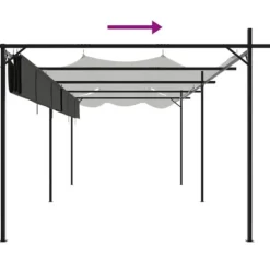 Pergola med sammenrulleligt tag - Stabil struktur | Farve: Antracitgrå | Størrelse: 589x292x230 cm