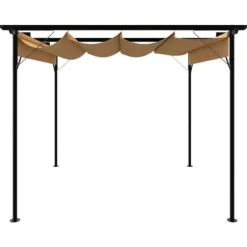 Pergola med sammenrulleligt tag 3x3 m | Stål | Farve: Gråbrun | 180 g/m²