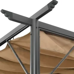 Pergola med sammenrulleligt tag 3x3 m | Stål | Farve: Gråbrun | 180 g/m²