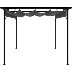 Pergola med sammenrulleligt tag 3x3 m - Robust antracitgrå stål | Vægt: 180 g/m²