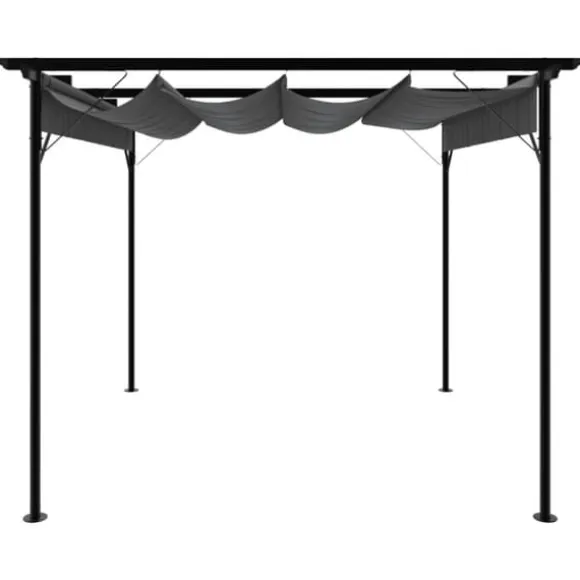 Pergola med sammenrulleligt tag 3x3 m - Robust antracitgrå stål | Vægt: 180 g/m²