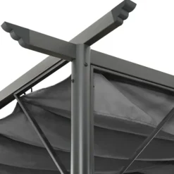 Pergola med sammenrulleligt tag 3x3 m - Robust antracitgrå stål | Vægt: 180 g/m²