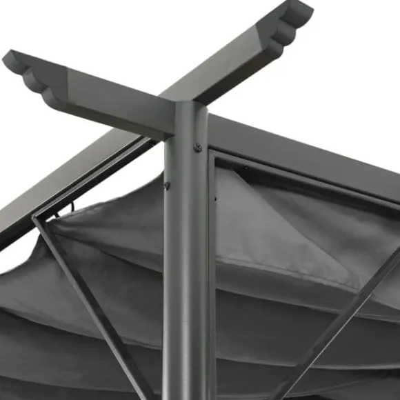 Pergola med sammenrulleligt tag 3x3 m - Robust antracitgrå stål | Vægt: 180 g/m²