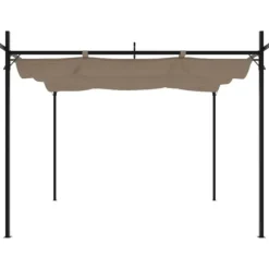 Pergola med sammenrulleligt tag - UV-resistent & robust | Størrelse: 295x292x230 cm | Farve: Gråbrun